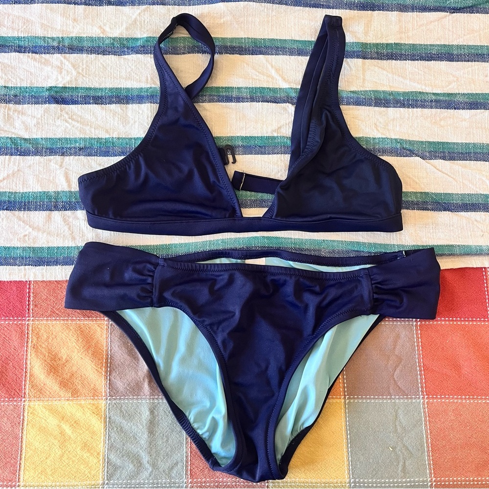J Crew Navy Blue Bikini Bathing Suit
